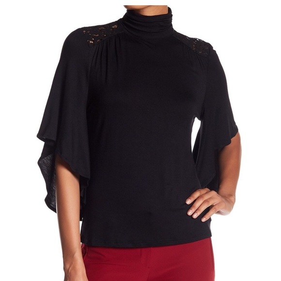 Adrianna Papell Tops - Adrianna papell Black mock neck top with lace
